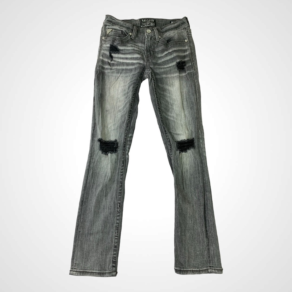 Salvage Jeans Mens 29R (29x31) Havoc Straight Slim‎ Distressed Stretch Gray